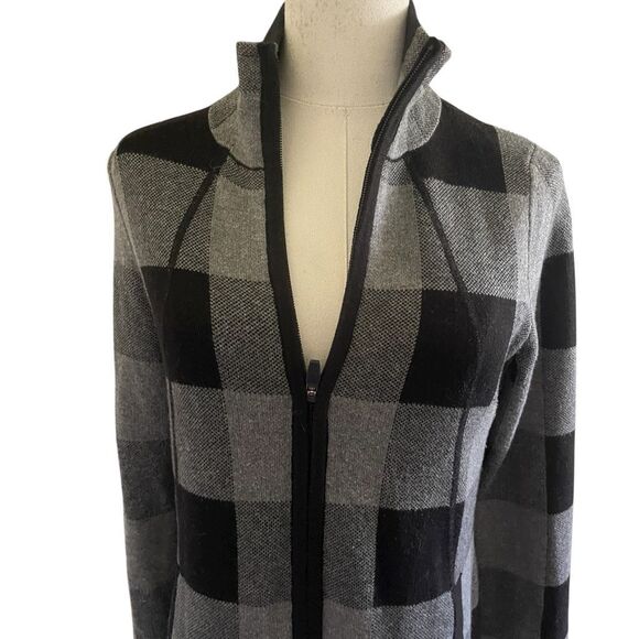 Adrienne Vitadinni Gray/Black Squares Zip Closure Jacket Size Medium - Picture 2 of 6